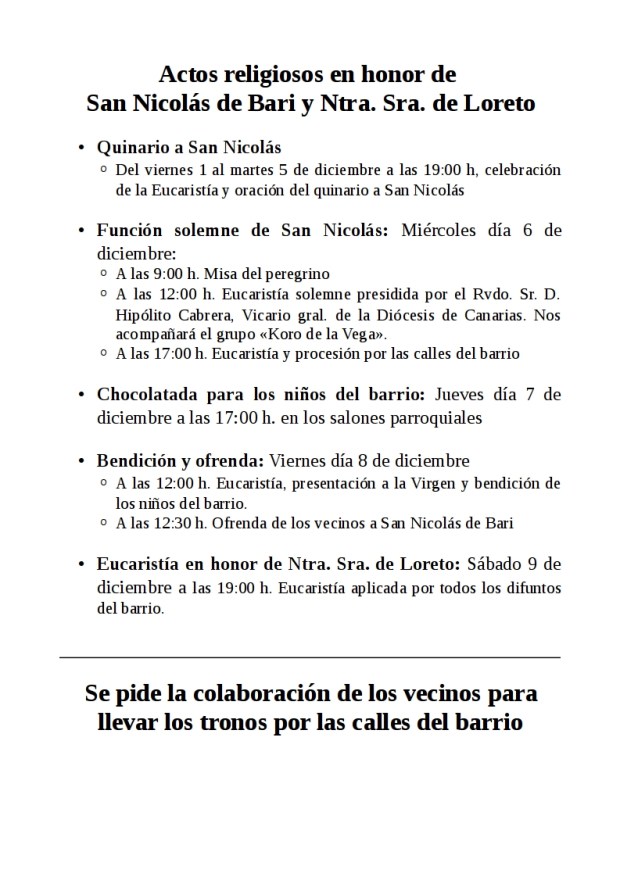 Programa fiestas San Nicolás 2017