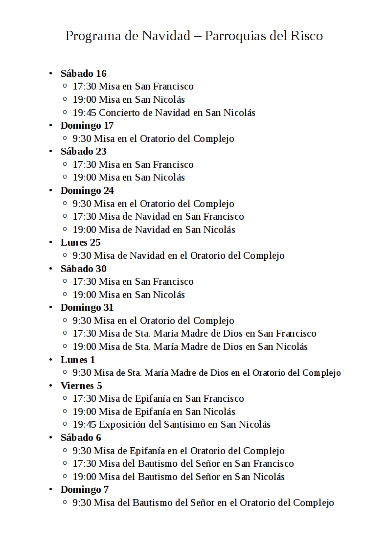 Programa de celebraciones en Navidad – Parroquias de San Nicolás y San ...